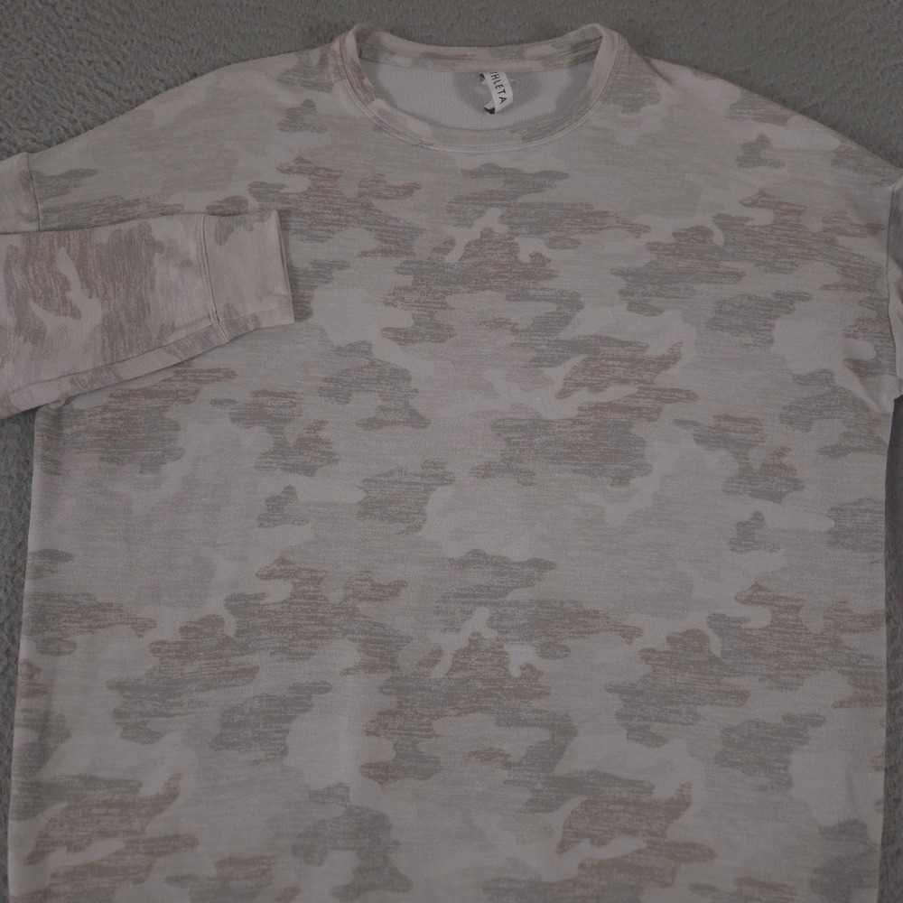 Athleta Sweatshirt Womens Small Pure Luxe Printed Crew Neck Camo Modal Blend